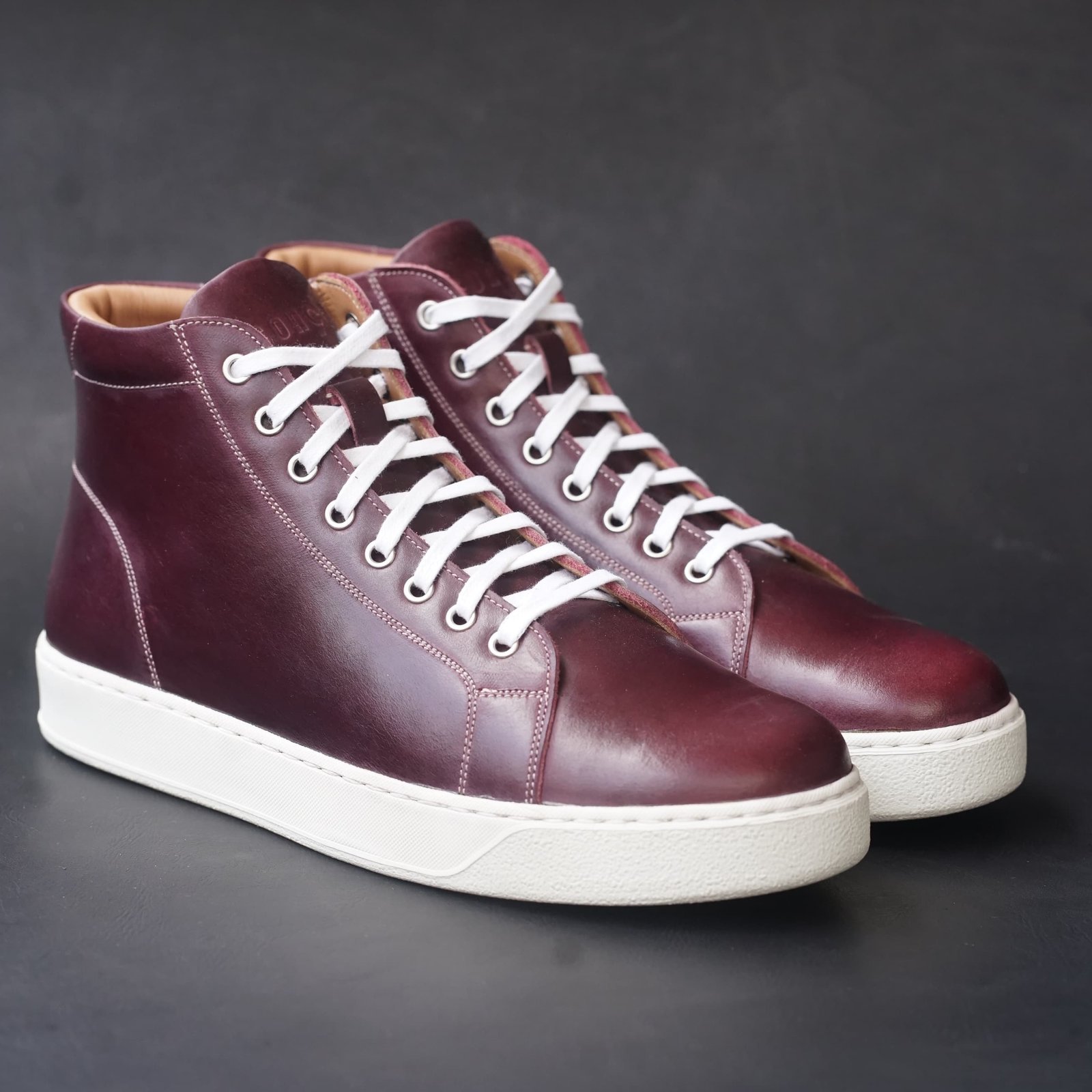 Songo High Top Rubber Sole Sneakers with Pull Up Leather